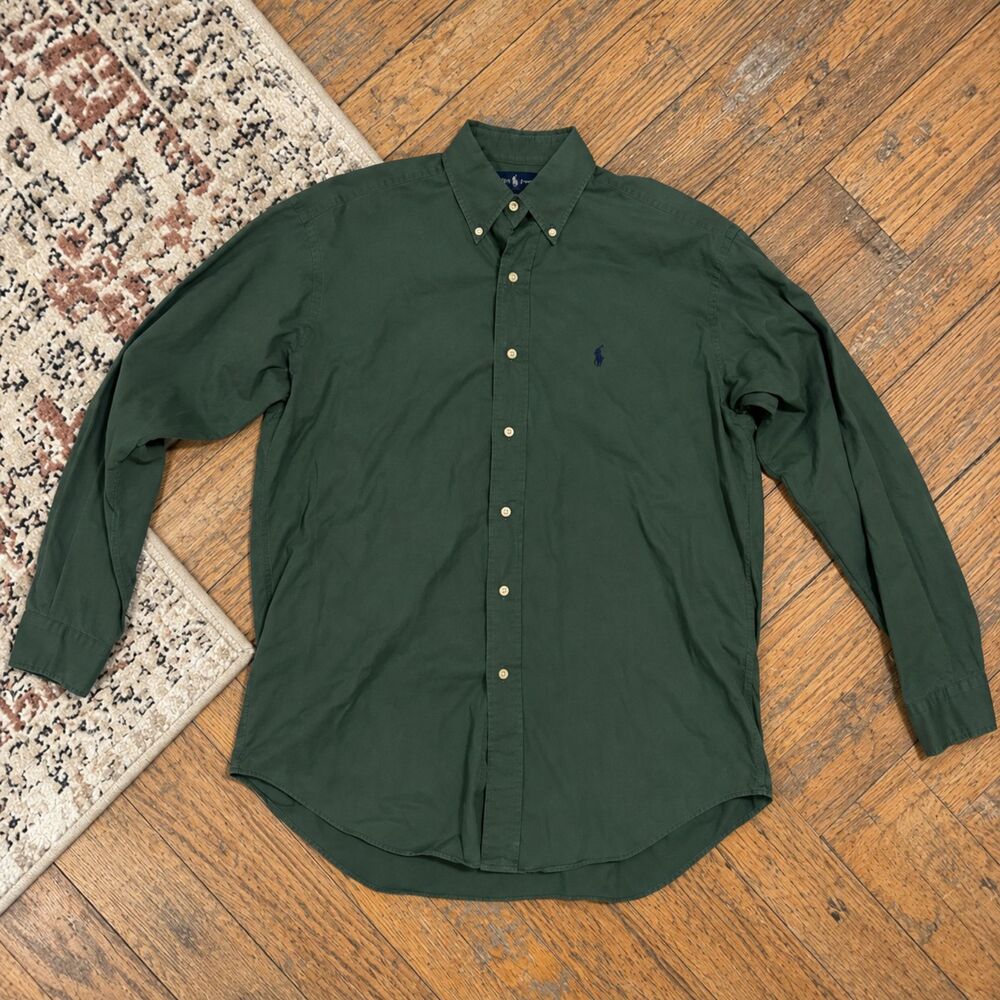 Ralph Lauren Blake Green Cotton Long Sleeve Button Down Shirt